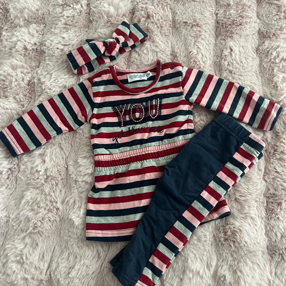 Striped Kids Matching Set with Headband